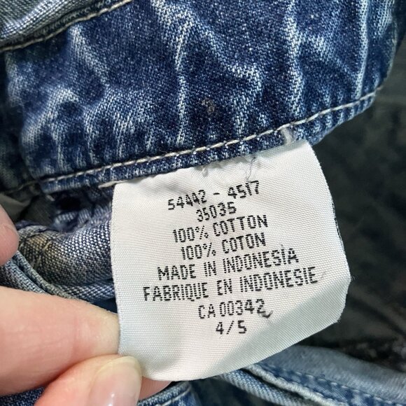 Vintage Levi's Kids Overalls Bib Dungaree Size 4/5 Blue Denim Jean Distressed - Picture 8 of 15